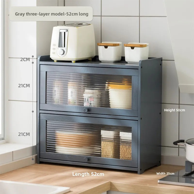 Kitchen Shelves Seasoning Dishes Storage Multi-layer Countertops Lockers Cupboards Household Cutlery Chopsticks Storage Boxes Oasis Select Dark Grey 2-52