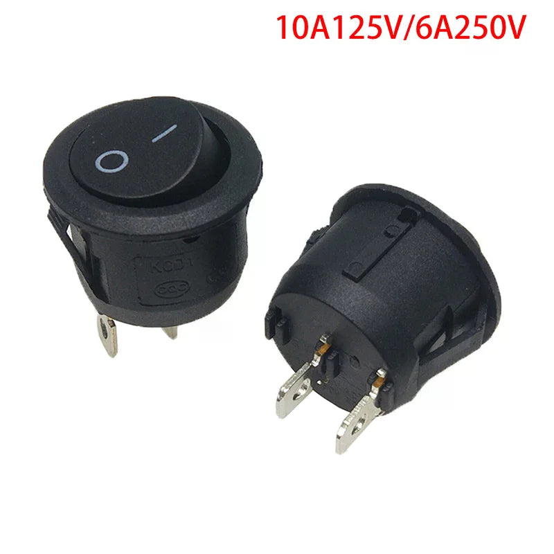 20pcs Rocker Switch Black On Off 2 Pin Mini Round Toggle Switch 3A 250V 6A 125V Circle Switches For RV Car Truck Boat Oasis Select Default Title