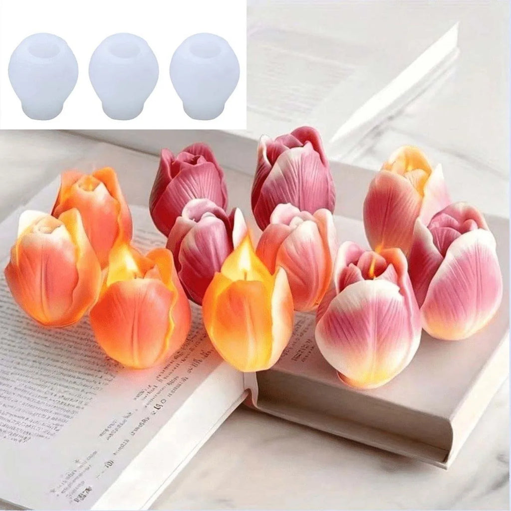 2/3PCS Tulip Flower Silicone Molds 3D Floral Resin Candle Soap Mold Flower  Chocolate Cake Decoration Mold