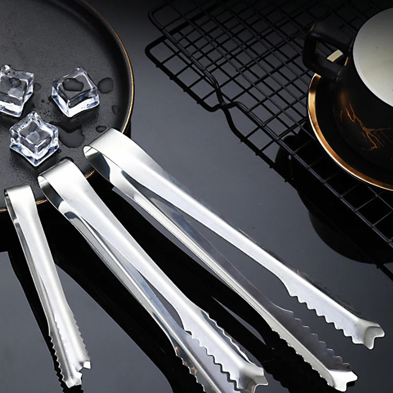 Stainless Steel BBQ Tongs | Non-Slip Toothed Grilling Clamp