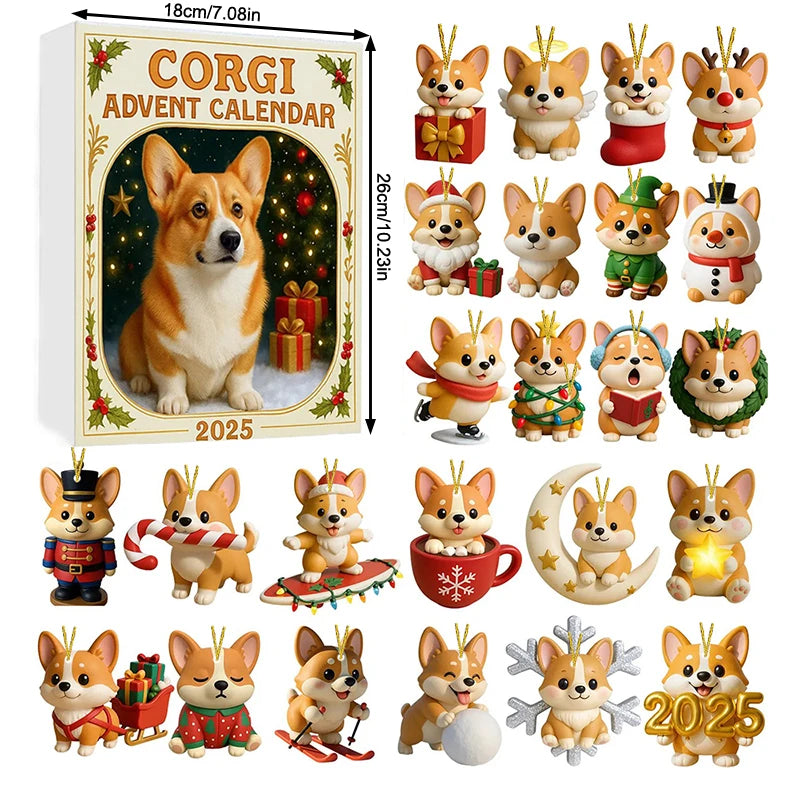 Coigi Advent Calendar 2025, 24 Days Countdown With Cute Corgi Mini Ornaments, Dog-Themed Christmas Decoration Set For Home Décor Oasis Select