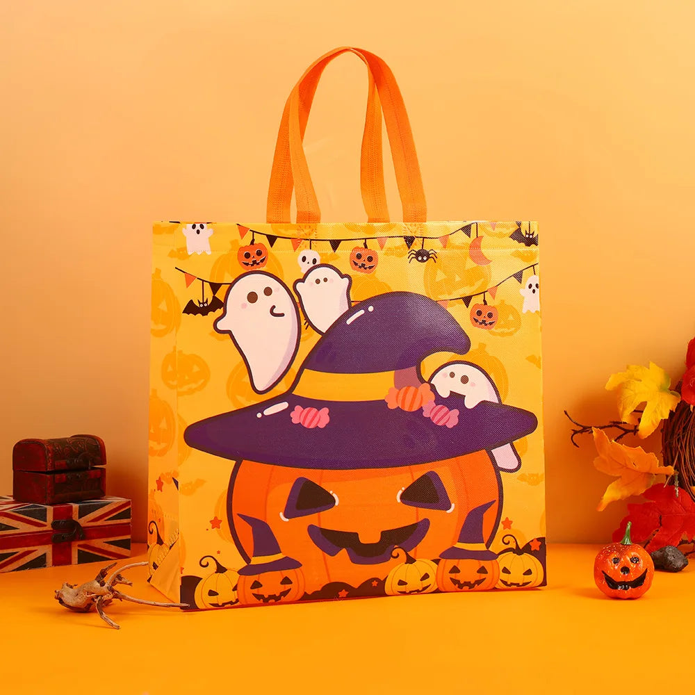 Halloween Trick or Treat Bag | Large Non-Woven Pumpkin Tote