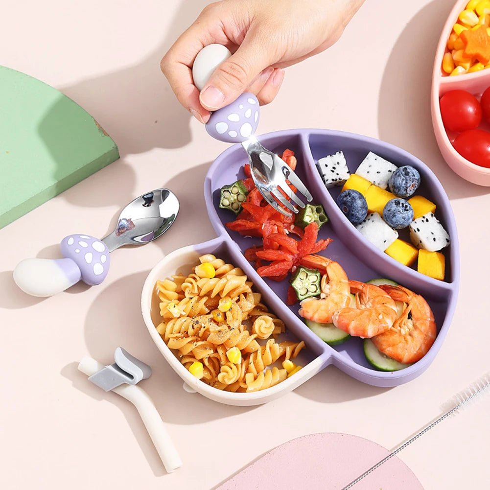 Cartoon Silicone Baby Feeding Set – 5-Piece BPA-Free Weaning Kit