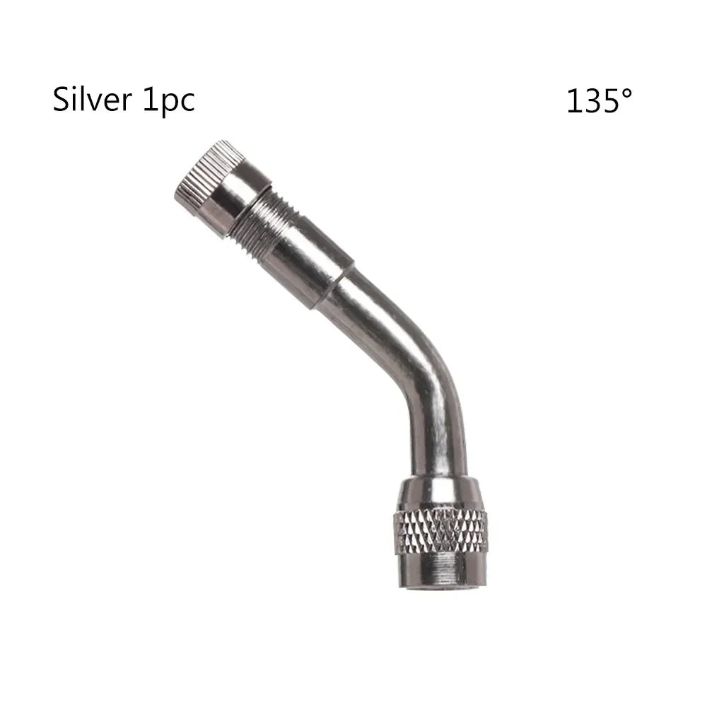 2 Pcs Motorcycle 45 90 135 Degree Angle Bent Valve Adaptor Tyre Tube Valve Extension Adapter for Truck Car Moto Bike Oasis Select Silver-135 1pc