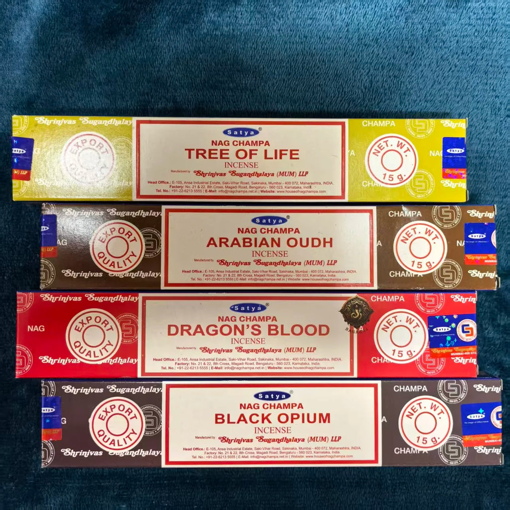 4 Boxes MONEY MATRIX Incense Sticks - Mixed Flavor Satya Handmade Sandalwood/Lavender/BLACK OPIUM/PALO SANTO/Super Hit/NAGCHAMPA Oasis Select mixed 4