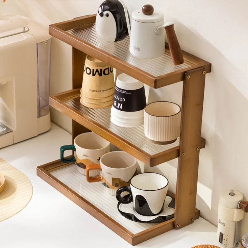 Cup holder, desktop multi-layer countertop, cup holder, storage, household table, small water cup, tea cup, tea set holder Oasis Select