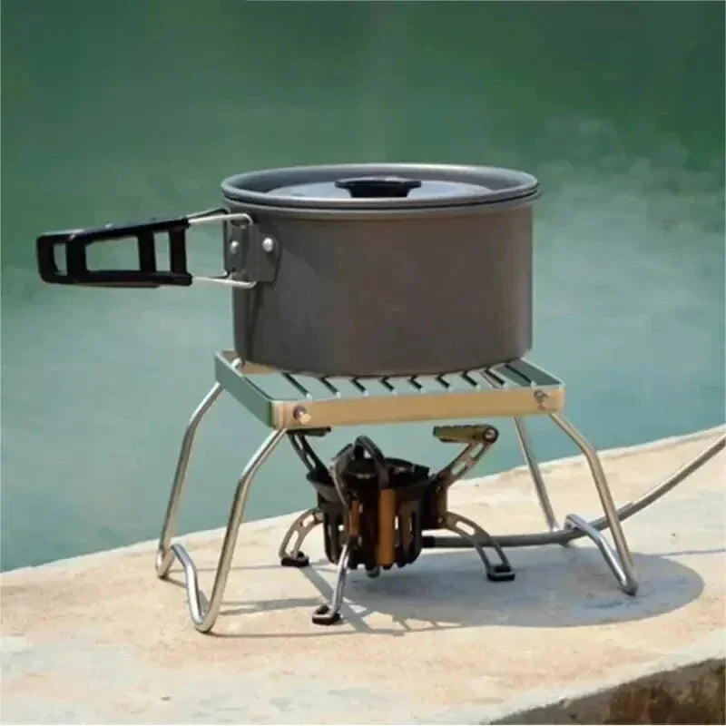 Outdoor Stainless Steel Stove Holder Camping Portable Folding Mini Barbecue Rack Set Pot Holder Baking Tray Holder Oasis Select