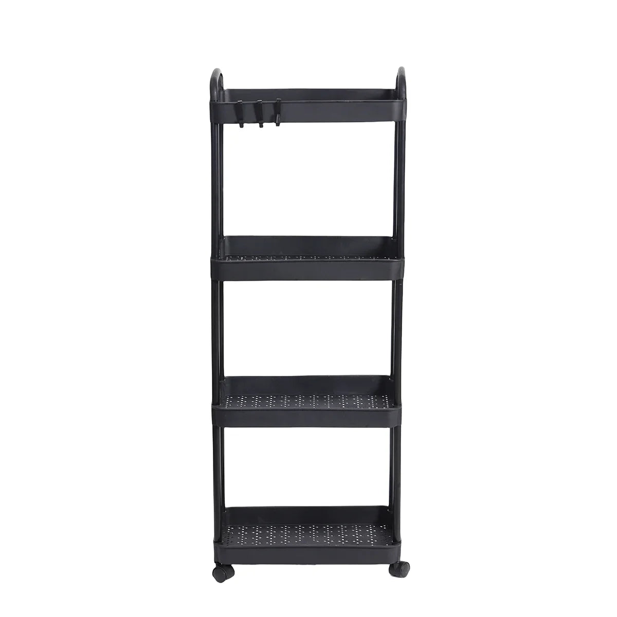 3/4-Tier Rolling Storage Cart with Lockable Wheels | Multi-Room Rolling Storage Cart Oasis Select 4 Tiers black