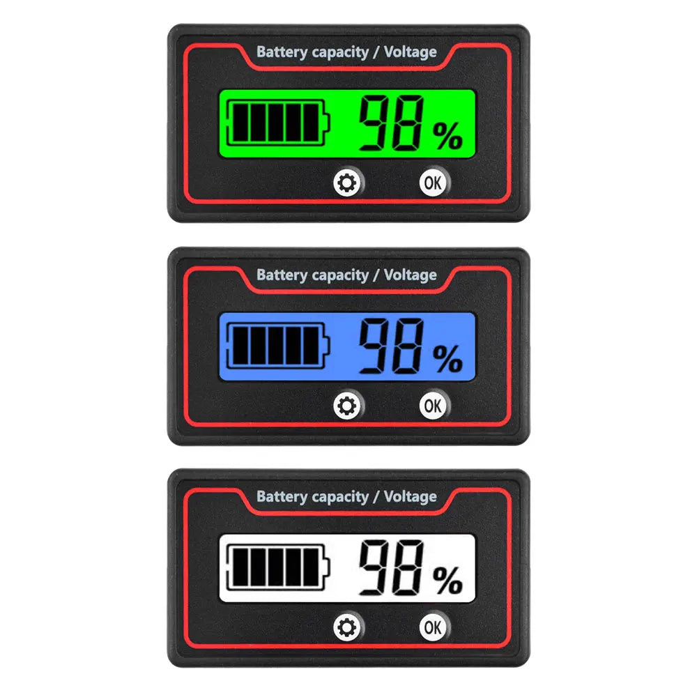 Car Battery Charge Level Indicator 12V 24V 36V 48V 60V 72V Lithium Battery Capacity Meter Tester Display LED Tester Voltmeter Oasis Select