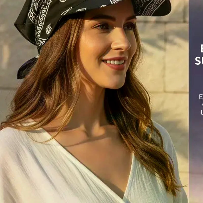 Fashion Wide Brim Baseball Caps Head Scarf Pre-Tied Lightweight Sun Visor Turban Breathable Bandana Scarf Cap Women Outdoor Oasis Select