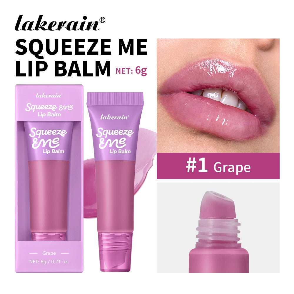 Lakerain Squeeze Lip Balm Long Lasting Deeply Nourishes Relieves Tightness Daily Care Hydrating Shine Lip Tint Makeup Oasis Select Grape