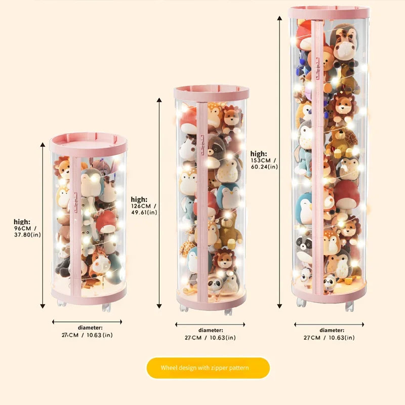 Transparent Doll Storage Box Plush Toy Organization Toy Storage Tube DIY Zipper Bins Kid Christmas Gift Children's Toy Organizer Oasis Select