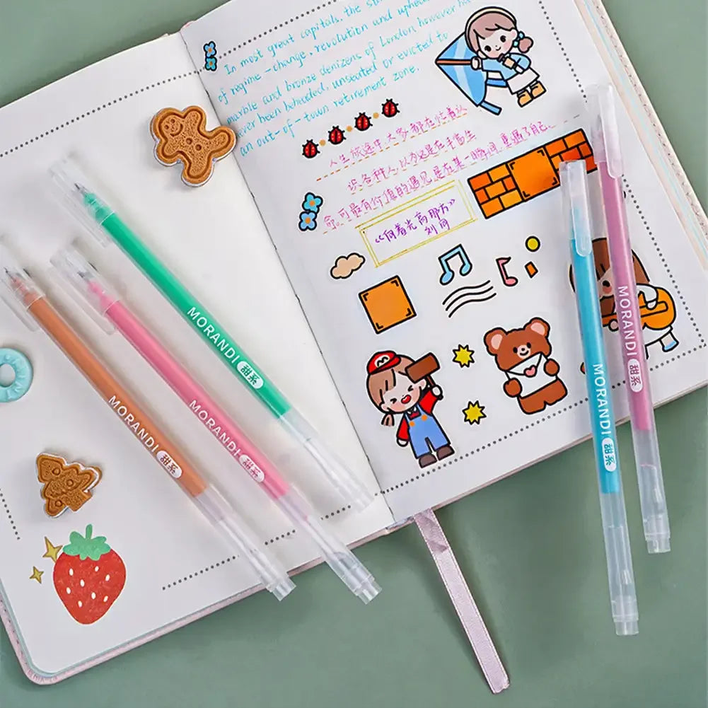 9pcs/box Morandi Color Gel Pens Set 0.5mm Handwriting Pen for DIY Scrapbook Students School Supplies Stationery Cute Pens Oasis Select