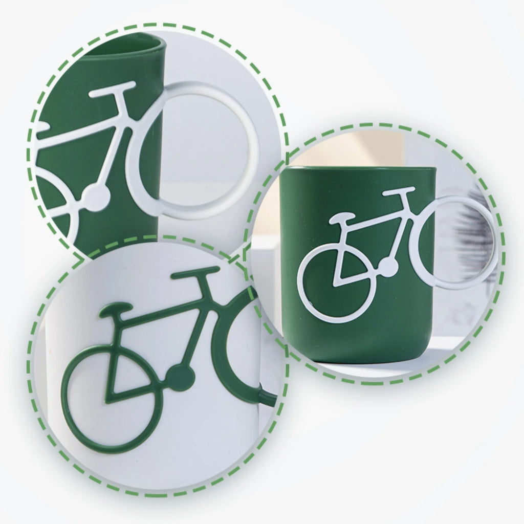 Bicycle Handle Couple Toothbrush Cup PP Mug Juice Water Milk Student Dormitory Cups 400ml Eco-Friendly Wheat Straw Cup Juice Mug Oasis Select