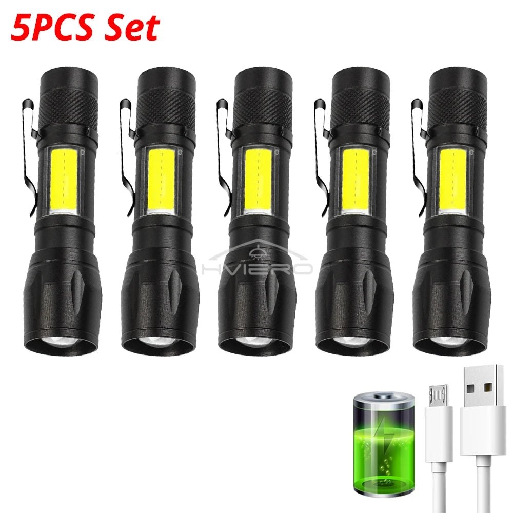 HVIERO Mini Rechargeable LED Flashlight 3W Waterproof T6 Torch