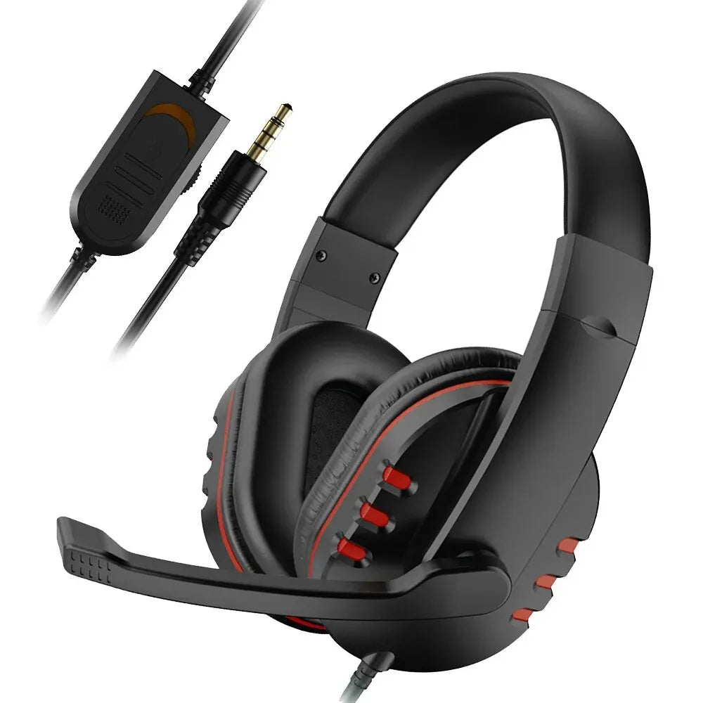 Headphones 3.5mm Wired Gaming Headset Earphones Music For PS4 Play Station 4 Game PC Chat Computer With Microphone Oasis Select Red