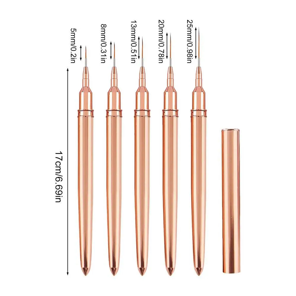 Nail Art Liner Brushes 5 Pcs Striping Nail Art Brushes Fine Liner Brush 5/8/13/20/25mm Detail Drawing Brush Painting Art Design Oasis Select 02 China Mainland