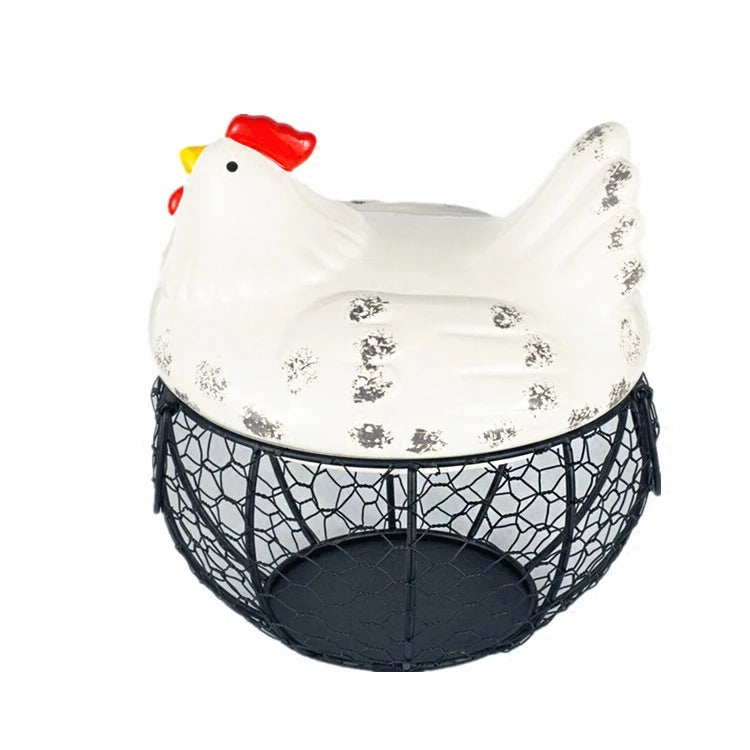 Ceramic Egg Baskets Fruit Baskets Sundries Blue Ceramic Kitchen Shelves Creative Storage Iron Woven Baskets Ironwork Storage Oasis Select