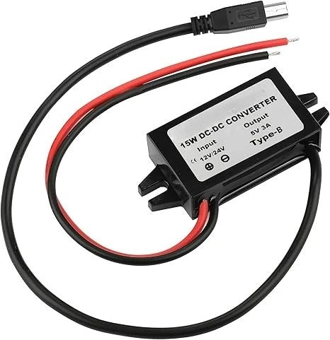 DC To DC 12V/24V Step Down To 5V 3A 15W Converter Waterproof Buck Module Power Adapter For Car Radio Dash Cam GPS Navigation Oasis Select USB Type-B 12V 24V 5V 3A
