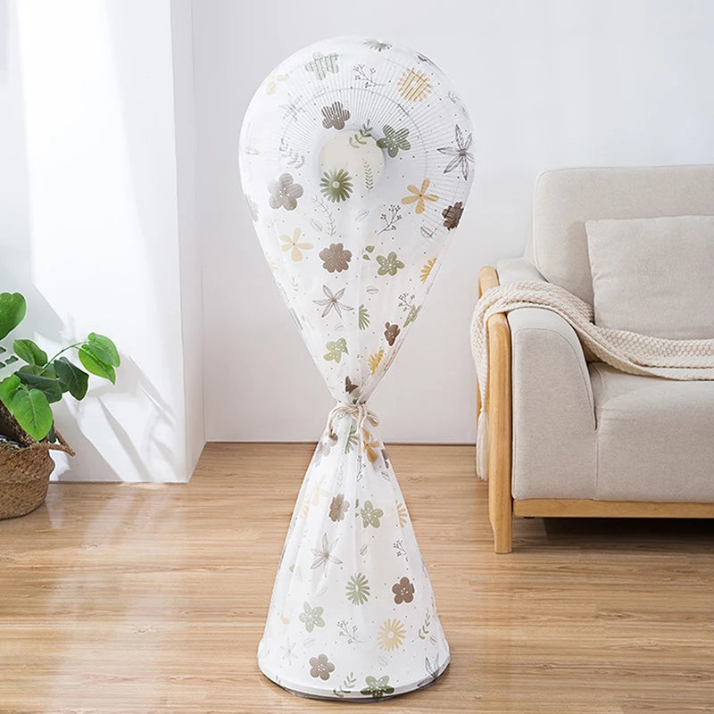 Portable Dustproof All-inclusive Electric Fan Dust Cover Household Floor Fan Cover Waterproof Protective Cover Accessories Oasis Select L size - flower
