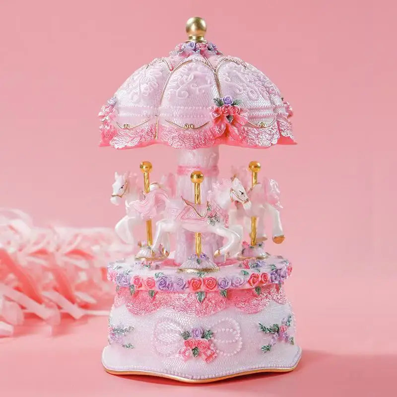 Music Box Carousel Crystal Ball Music Box Children's Birthday Gift for Girls Girlfriends Birthday Gift Music Box Oasis Select Pink