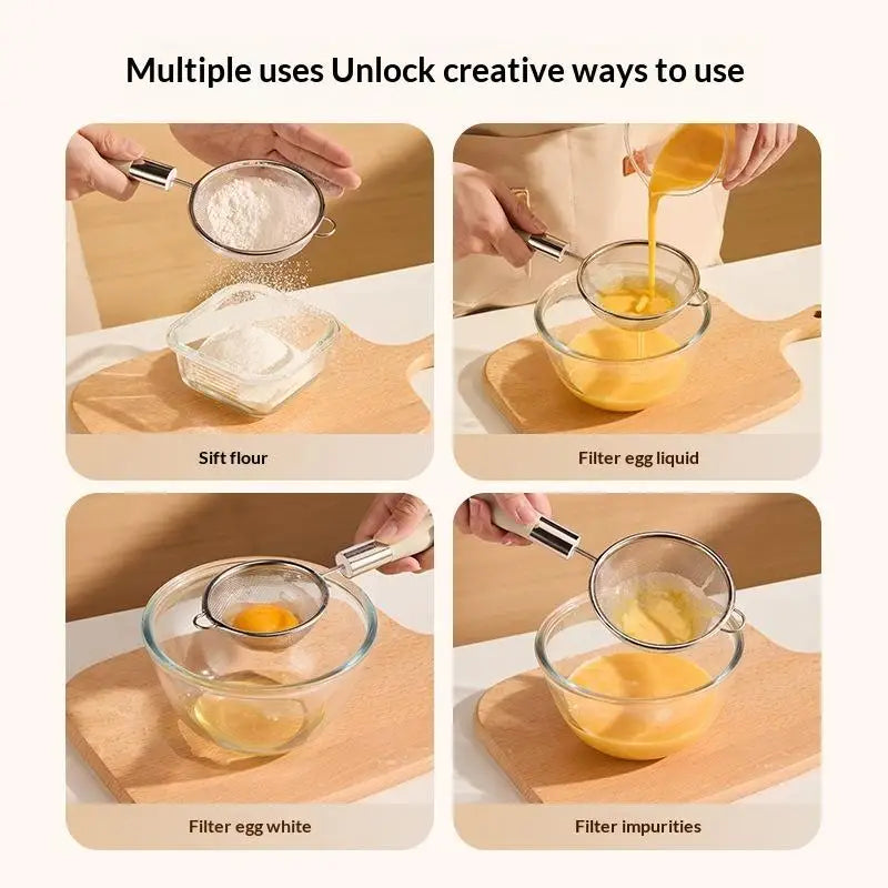 Stainless Steel Mesh Filter Spoon with Plastic Handle Juice Soybean Milk Strainer Flour Sieve Colander Kitchen Baking Utensil Oasis Select