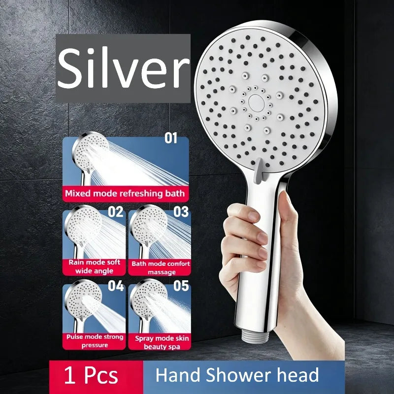 Shower Head Black Adjustable 5-Mode High Pressure Shower Head Bathroom Shower Kit with Large Water Outlet for Household Use Oasis Select Silver
