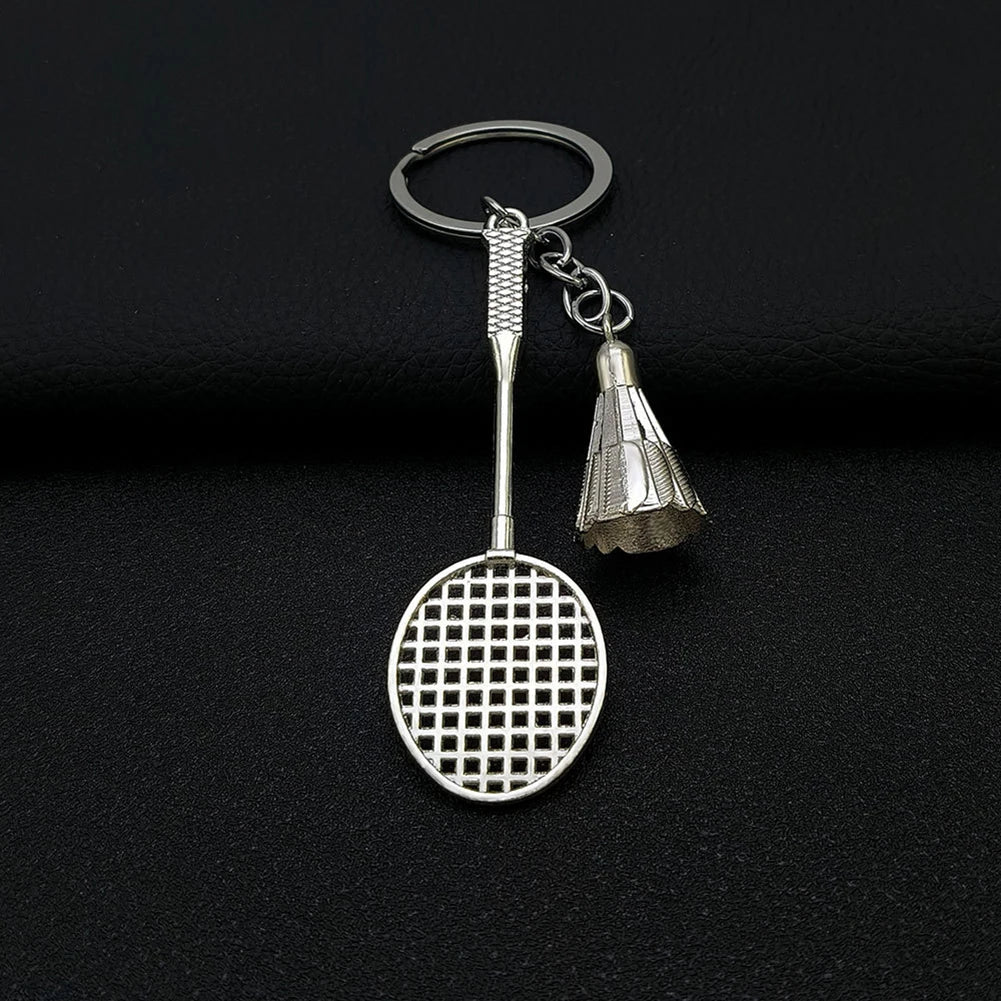 1PC Alloy Badminton Racket Keychain Sports Souvenir Pendant Car Bag Decoration Key Chain Home Decoraction Sport Style Oasis Select 01