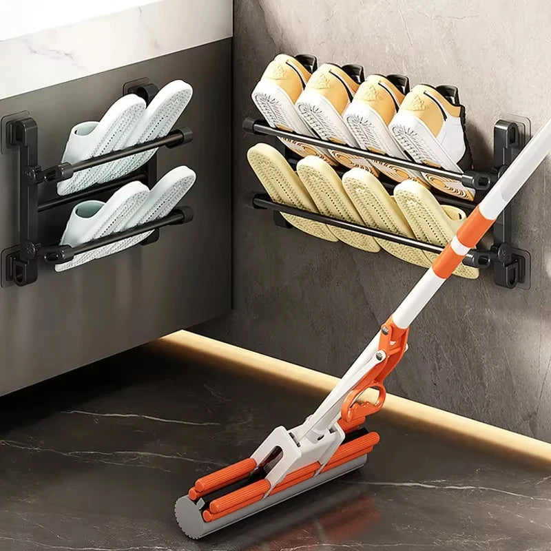 Multifunctional Wall-mounted Shoe Rack Convenient Wall-mounted Design Stainless Steel Foldable Towel Rack Oasis Select