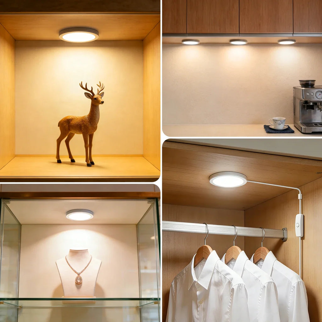 LED Night Light 1-10piece Puck Lights USB Plug for Under Cabinet Collection Closet Wine Case Wall Ceiling Decorative Lighting Oasis Select