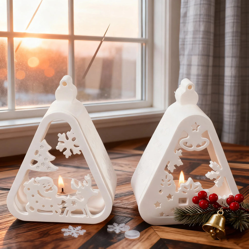 Christmas Triangle Candlestick Silicone Mold Santa Claus Snowman Tree Festival Resin Mould Mini Table Ornaments Home Decoration Oasis Select