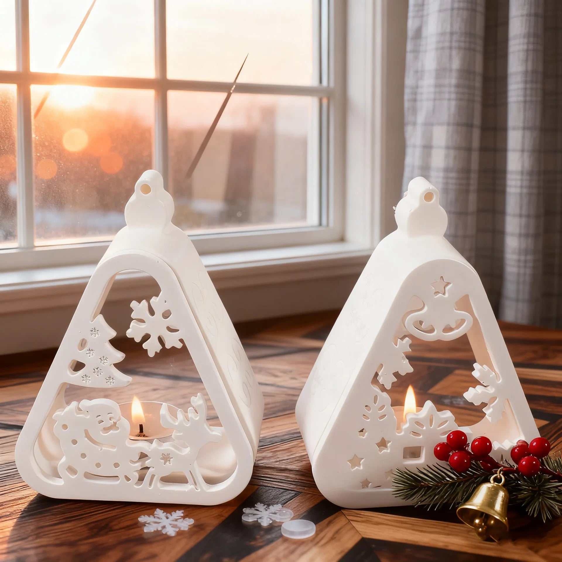 Christmas Triangle Candlestick Silicone Mold Santa Claus Snowman Tree Festival Resin Mould Mini Table Ornaments Home Decoration Oasis Select