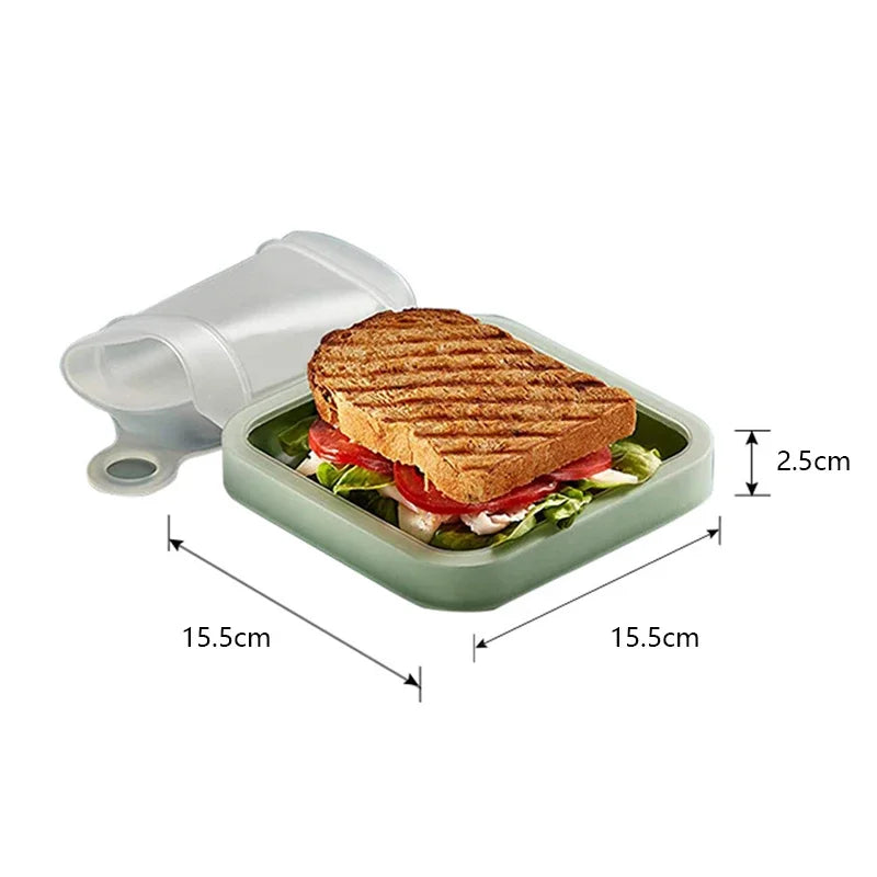 Portable Sandwich Toast Bento Box Reusable Silicone Sandwich Case Microwavable Eco-Friendly Kids School Breakfast Lunch Box Oasis Select