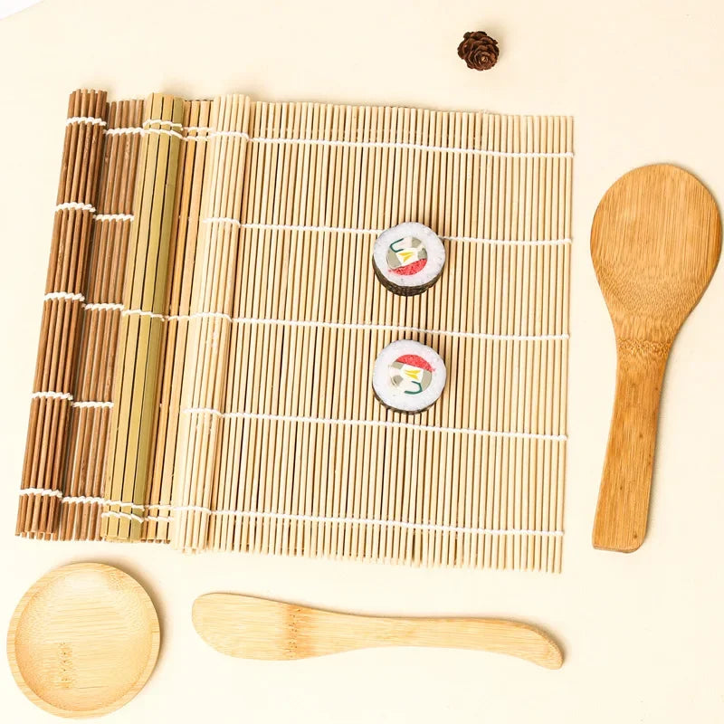 Natural Bamboo Sushi Maker Roller Mat DIY Japanese Sushi Making Kit With Rice Paddles Sushi Mold Onigiri Tool Set Sushi Accessor Oasis Select