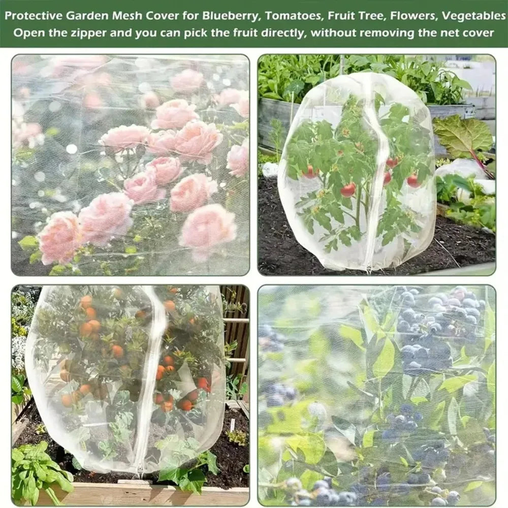 Zip Drawstring Plant Insect Screen Cover Plant Protection Mesh Pest Control Net Pest Control Lightweight Garden Protective Net Oasis Select