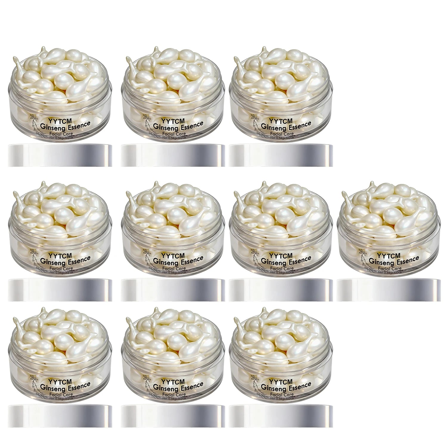 Ginseng Essence Capsules, Moisturizing and Firming Essence Serum, Contains Squalane, Niacinamide, Vitamin E, Retinol, Deep Hydration (0.34Gx30 Capsules)/Bottle-1 Bottle Oasis Select 10 Bottles