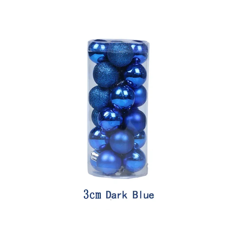 3cm Christmas Tree 24pcs Ball Baubles Plastic Props Xmas Birthday Decorations Glitter Hanging Holiday Matte Ornaments Wedding Oasis Select Dark Blue China Mainland