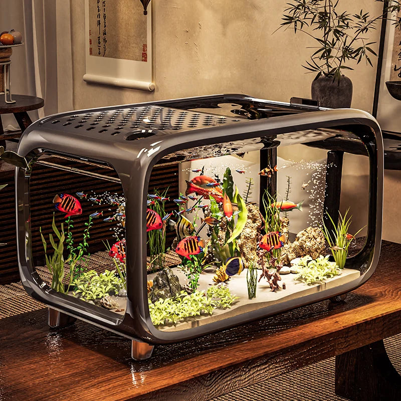 2025 New Household Living Room Fish Tank Ecological Landscape Desktop Small Turtle Tank Plastic Fish Tank Oasis Select