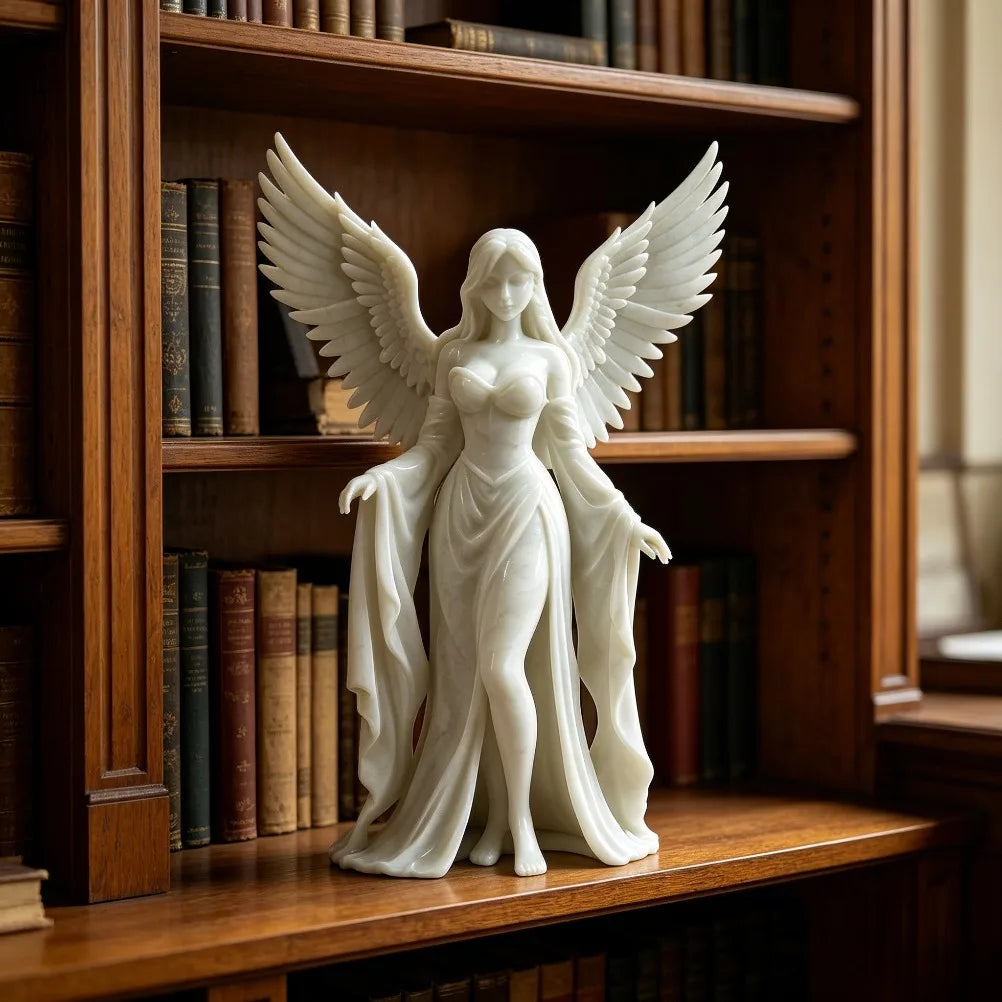 3D Printed Winged Goddess Angel Figurine Sacred Peace Desktop Statue Indoor Room Decor Housewarming Wedding Blessing Gift Oasis Select