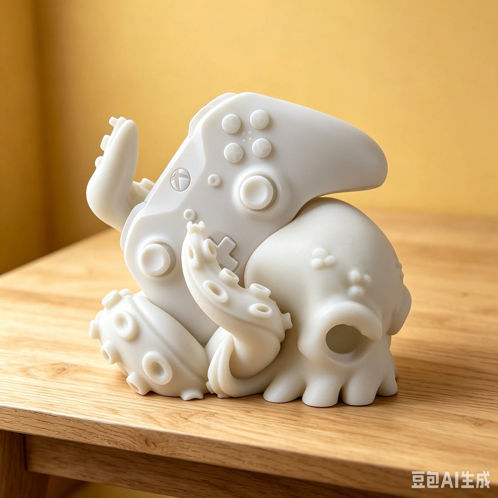 3D Printed Octopus Arm Controller Stand Universal Gamepad Holder Compatible with PS5 Xbox Creative Tentacle Shape Desk Ornament Oasis Select White