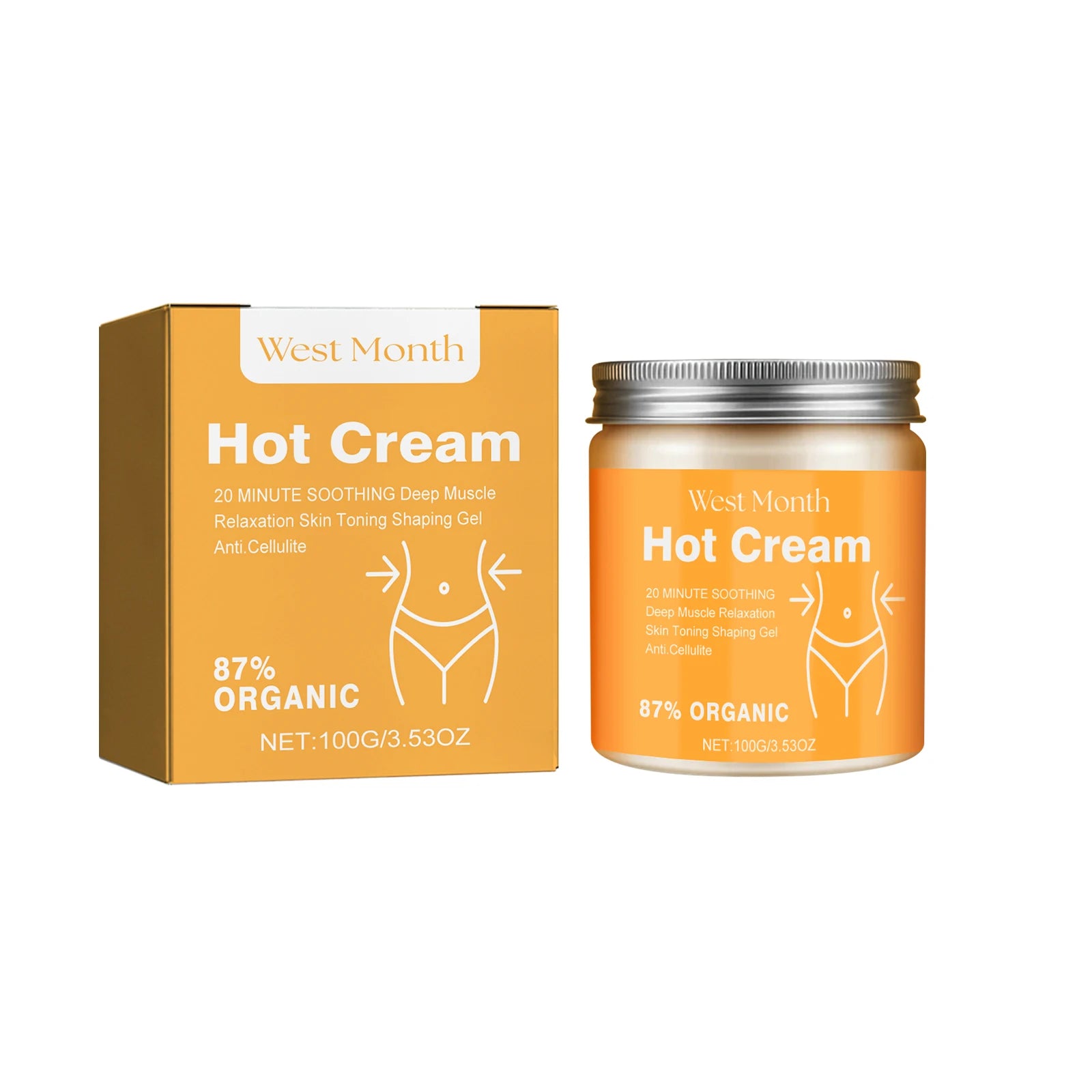 Hot Cream Massage Slimming Cream 87% Organic Anti Cellulite Slimming Lotion Thermal Fat Burning Massage Weight Loss Cream Oasis Select 100g Boxed