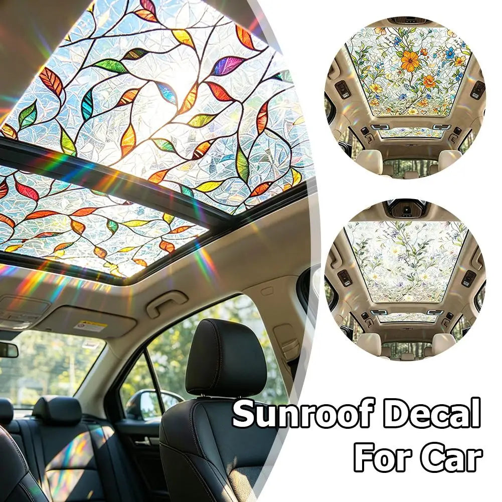 Car Sunroof Tinting Window Sticker Plant Floral Glass Decal Film Removable Home Decor Window Decoration Oasis Select