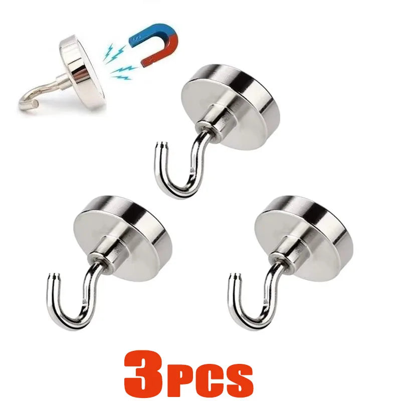 12/6/1Pcs Strong Neodymium Magnetic Hook Sucker Metal 12kg 5Pounds Diameter 20mm Magnets Quick Hook Shelf Ring For Home Kitchen Oasis Select 10mm 3pcs