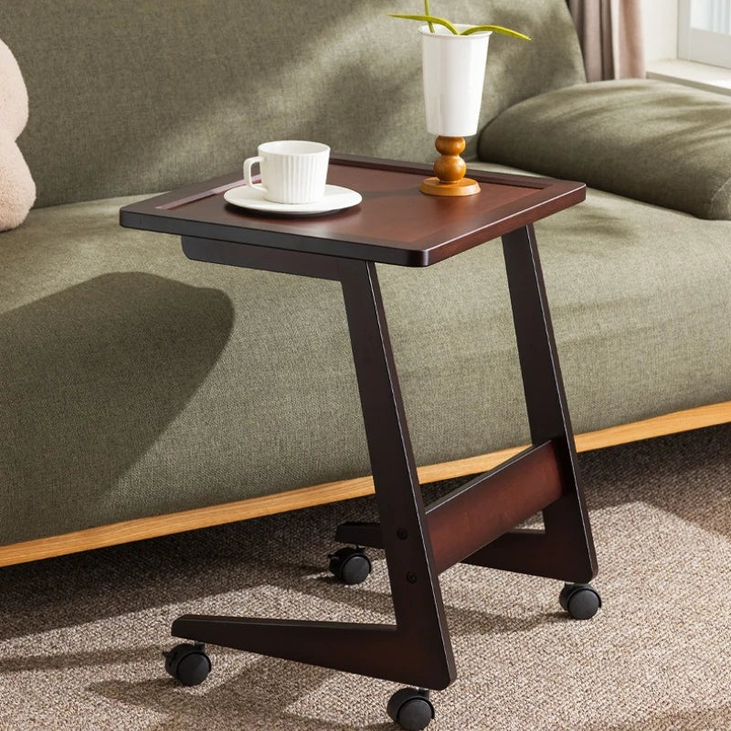 removable table with wheels mini coffee table living room small apartment household square corner table computer bedside table Oasis Select