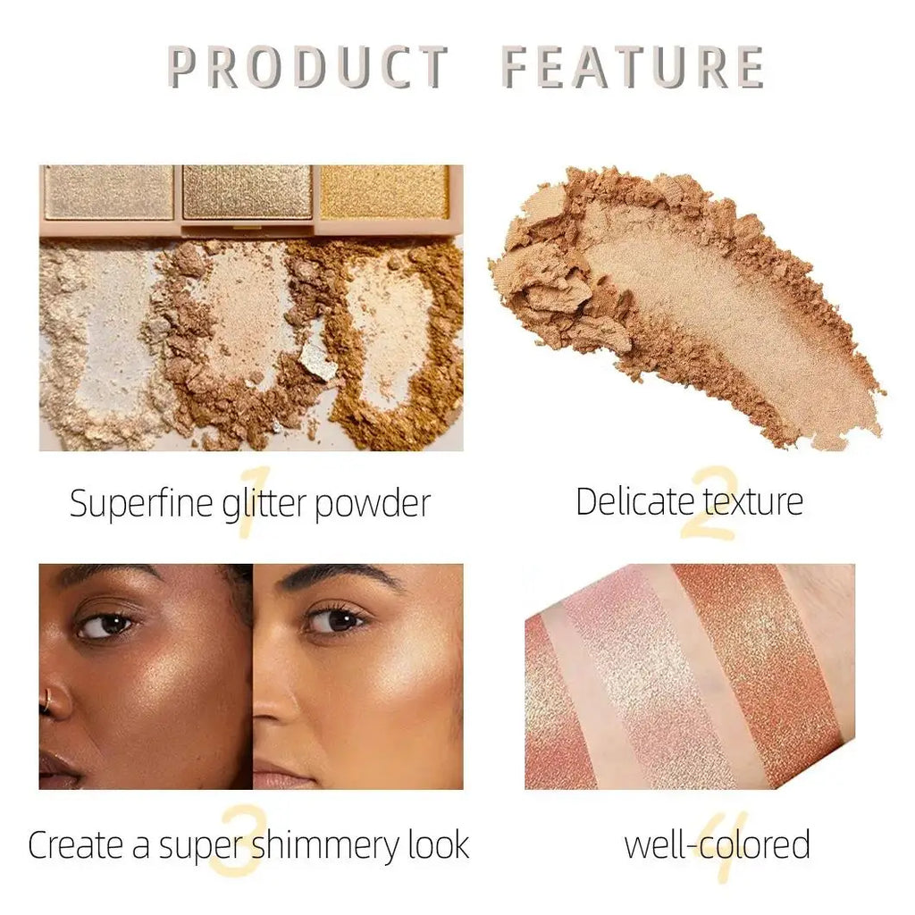 Mirsist Tricolor Shimmer Highlighter & Contour Palette – 12g