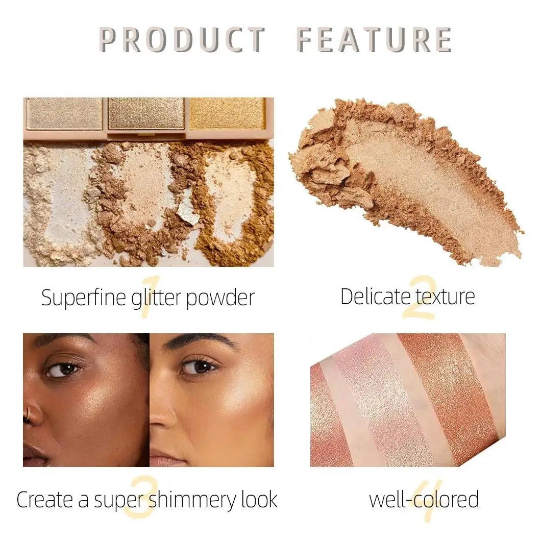 Mirsist Tricolor Shimmer Highlighter & Contour Palette – 12g