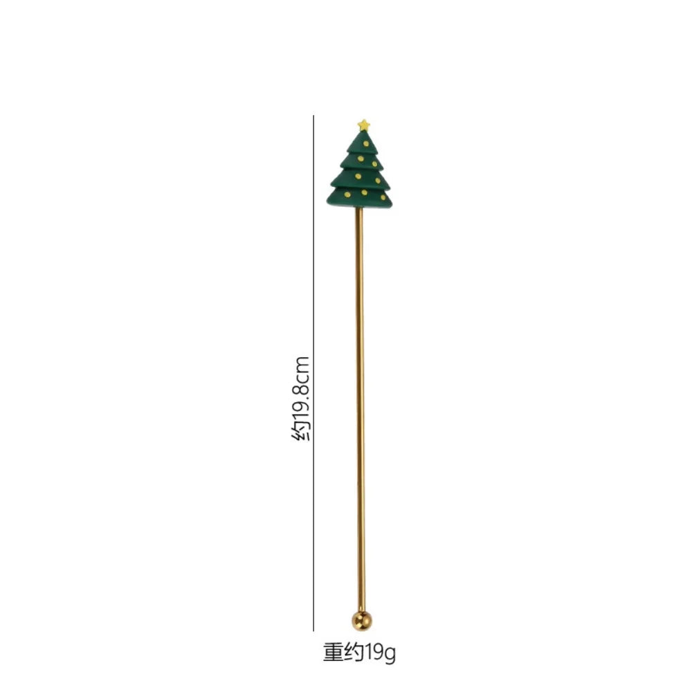 1Pcs Stainless Steel Stirring Sticks Christmas Decorative Drink Stirrers for Coffee Tea and Cocktail for Party and Bar Use Oasis Select Christmas tree