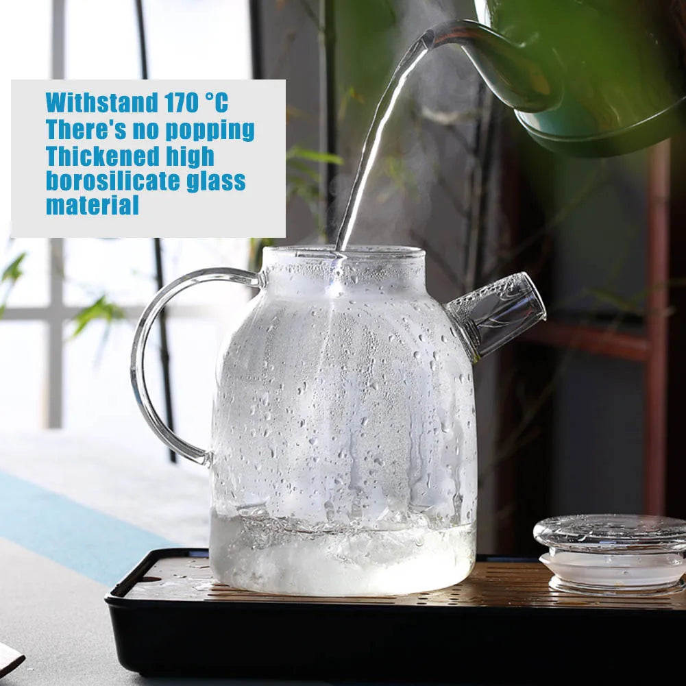 1L/1.6L Borosilicate Glass Teapot | Heat-Resistant Clear Kettle