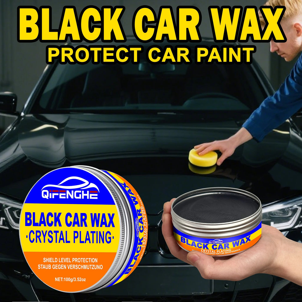 Black Car Wax with Sponge – Crystal Plating & Hydrophobic Coating