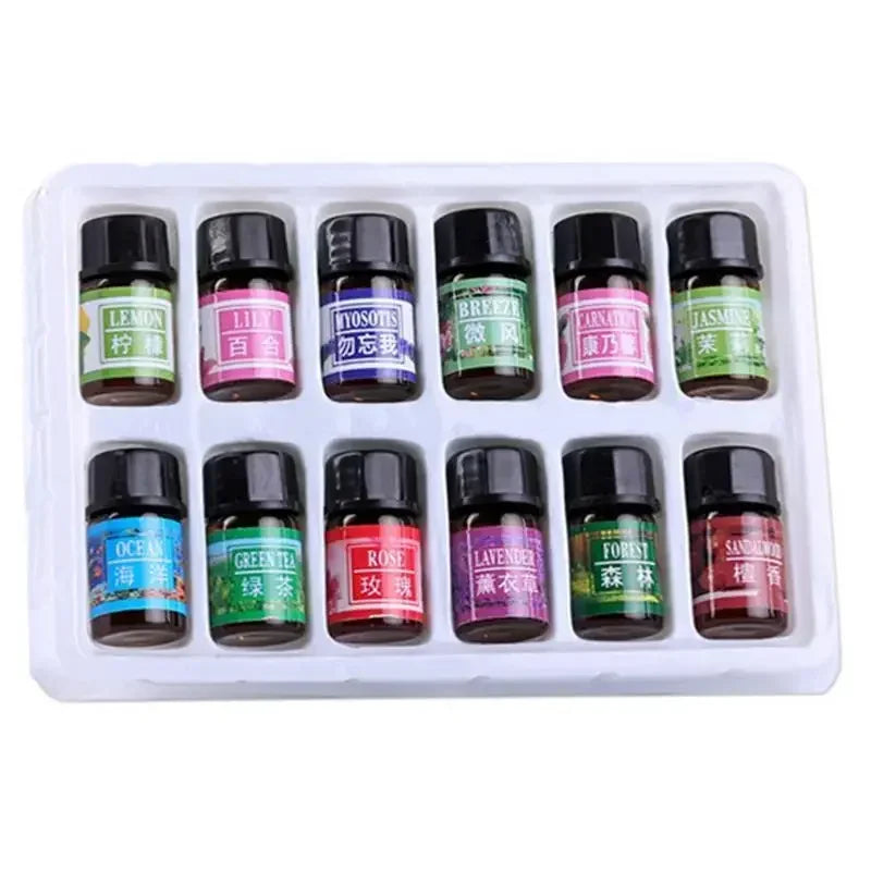 12-Pack Natural Aromatherapy Essential Oil Set – 3ml Diffuser